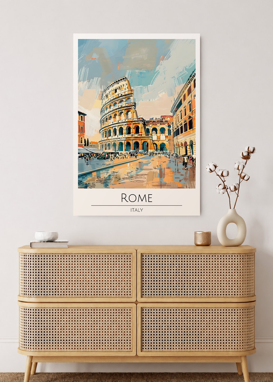 Cuadro Decorativo Mural Sin Marco 5mm - Travel, Roma, Italia, Ilustración Coliseo