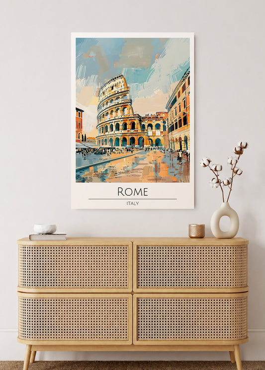 Cuadro Decorativo Mural Sin Marco 5mm - Travel, Roma, Italia, Ilustración Coliseo