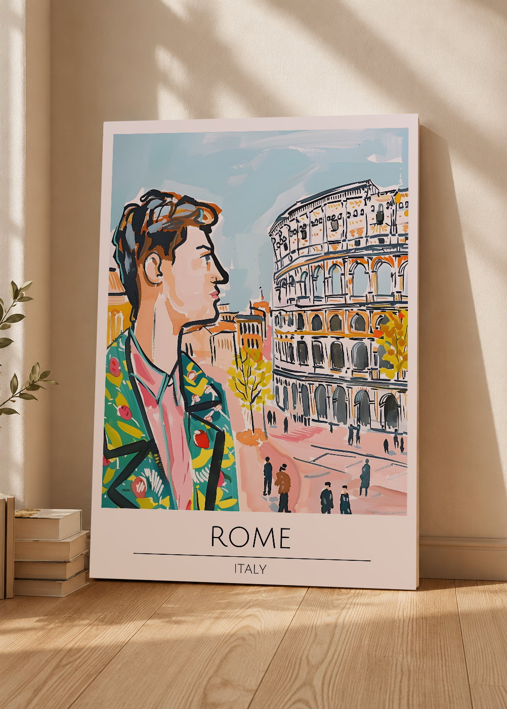 Cuadro Decorativo Mural Sin Marco 5mm - Travel, Roma, Italia, Ilustración Retrato Coliseo
