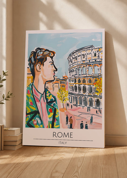 Cuadro Decorativo Mural Sin Marco 5mm - Travel, Roma, Italia, Ilustración Retrato Coliseo