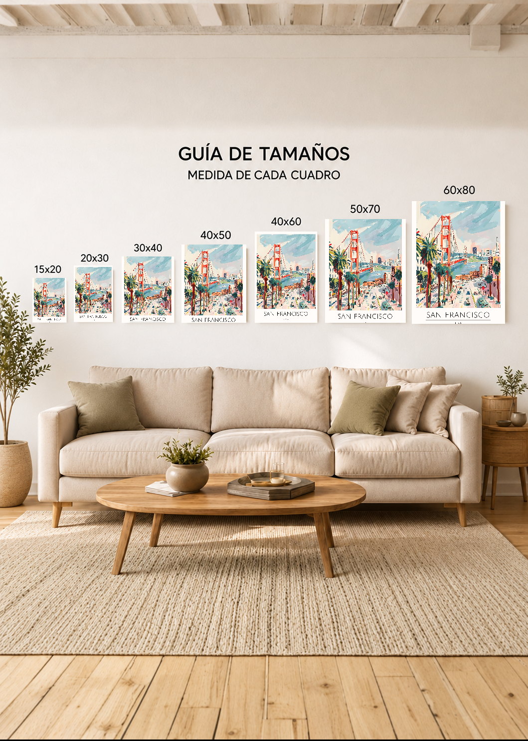 Cuadro Decorativo Mural Sin Marco 5mm - Travel, San Francisco, USA, Ilustración Golden Gate