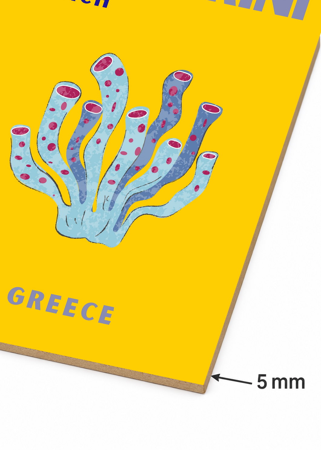 Cuadro Decorativo Mural Sin Marco 5mm - Travel, Santorini, Grecia, Coral Amarillo