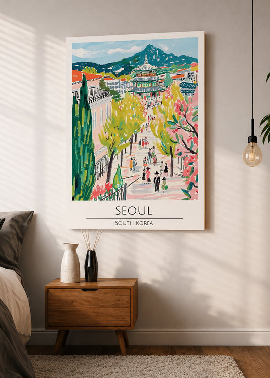 Cuadro Decorativo Mural Sin Marco 5mm - Travel, Seúl del, Corea Sur, Ilustración Parque