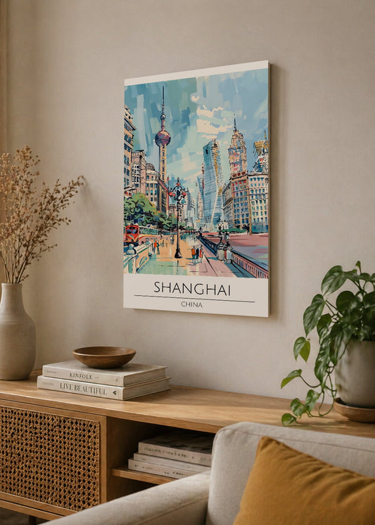 Cuadro Decorativo Mural Sin Marco 5mm - Travel, Shanghai, China, Ilustración Ciudad
