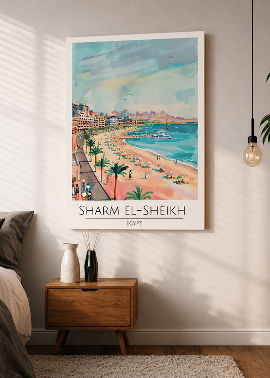 Cuadro Decorativo Mural Sin Marco 5mm - Travel, Sharm El Sheikh, Egipto, Ilustración Playa