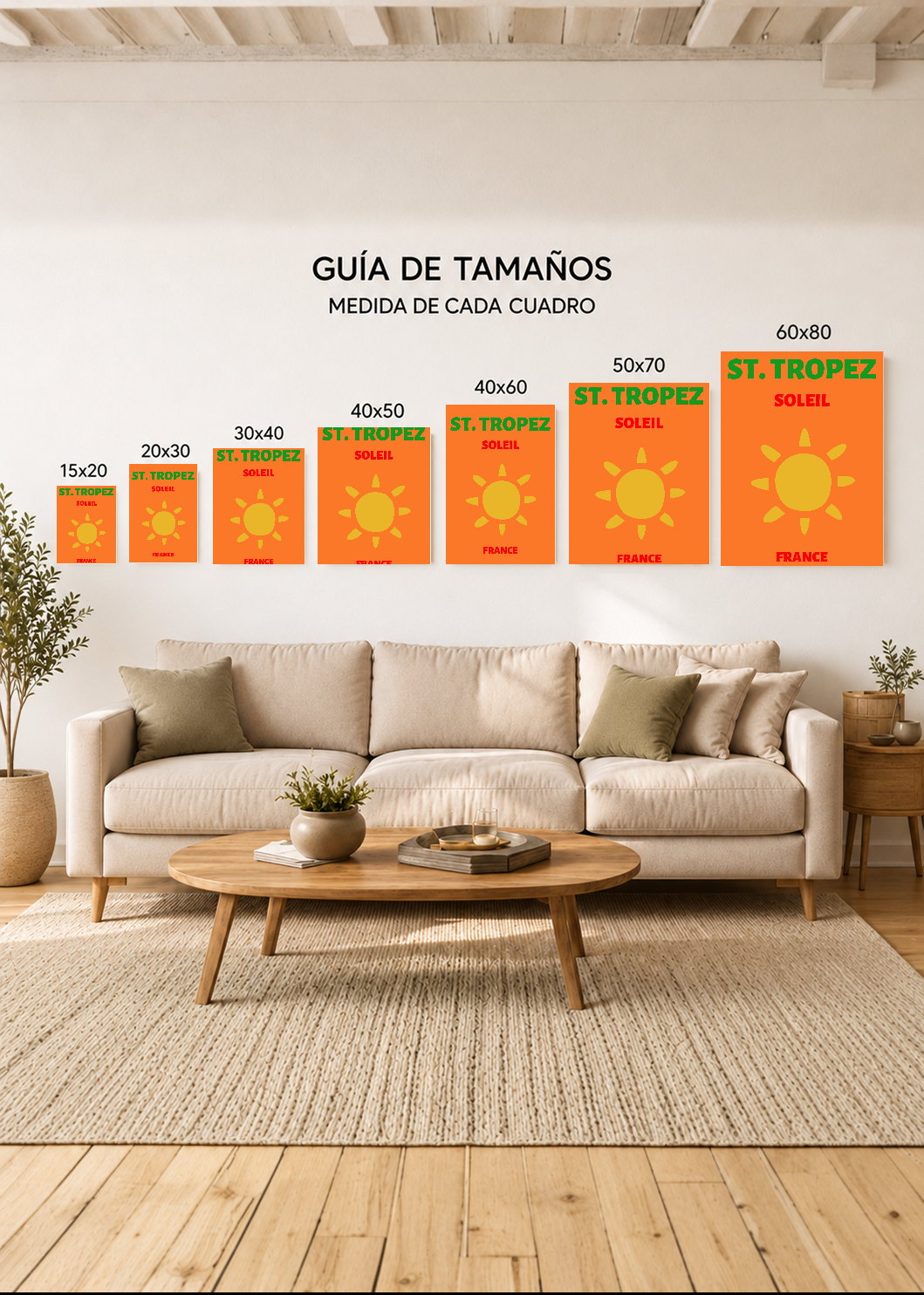Cuadro Decorativo Mural Sin Marco 5mm - Travel, St. Tropez, Francia, Sol Naranja II