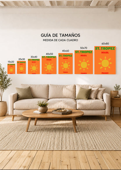 Cuadro Decorativo Mural Sin Marco 5mm - Travel, St. Tropez, Francia, Sol Naranja II