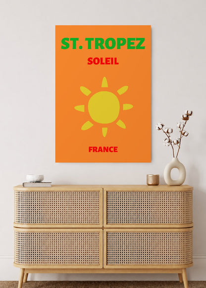 Cuadro Decorativo Mural Sin Marco 5mm - Travel, St. Tropez, Francia, Sol Naranja