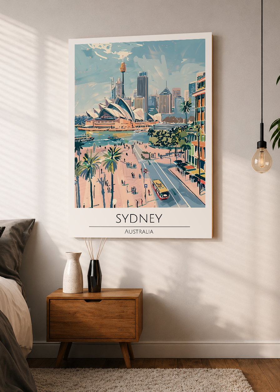 Cuadro Decorativo Mural Sin Marco 5mm - Travel, Sydney, Australia, Ilustración Opera