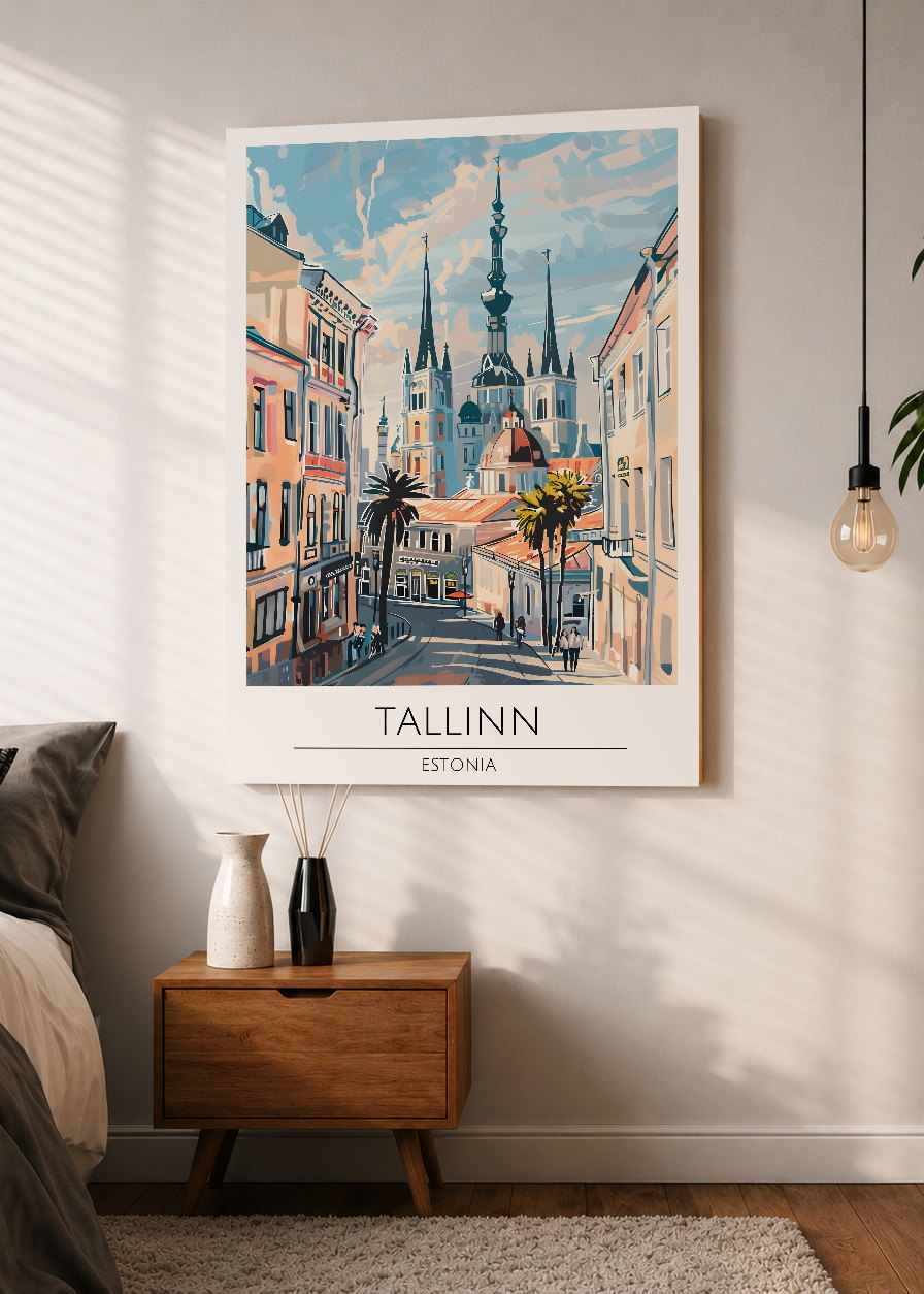 Cuadro Decorativo Mural Sin Marco 5mm - Travel, Tallinn, Estonia, Ilustración Ciudad