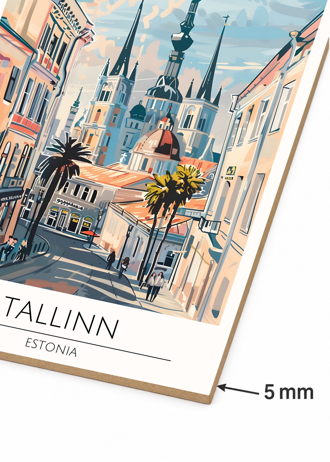 Cuadro Decorativo Mural Sin Marco 5mm - Travel, Tallinn, Estonia, Ilustración Ciudad