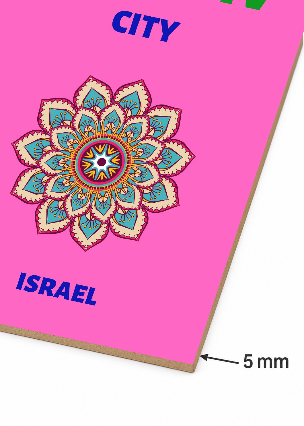 Cuadro Decorativo Mural Sin Marco 5mm - Travel, Tel Aviv, Israel, Mandala Rosa