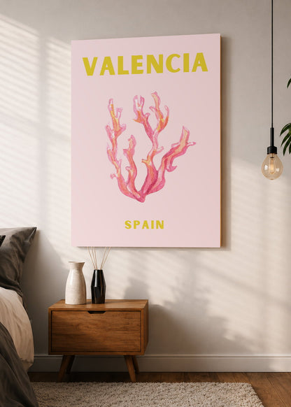 Cuadro Decorativo Mural Sin Marco 5mm - Travel, Valencia, España, Coral Rosa