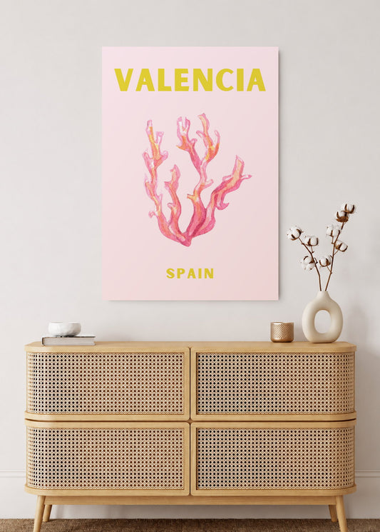 Cuadro Decorativo Mural Sin Marco 5mm - Travel, Valencia, España, Coral Rosa