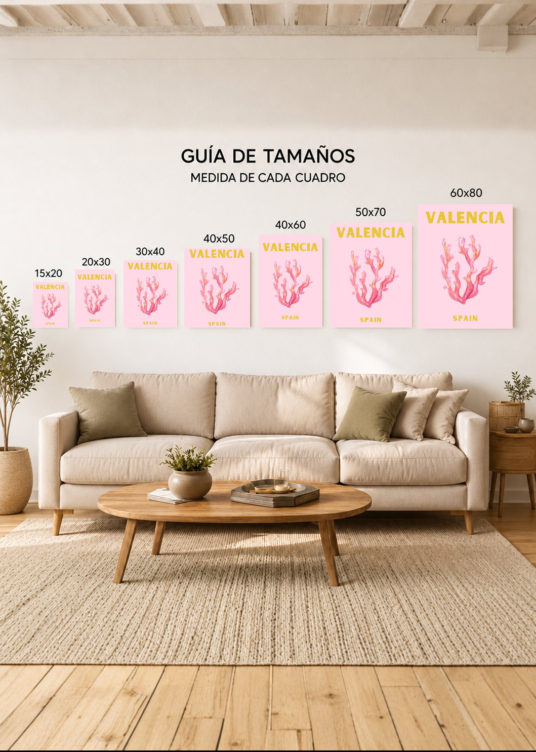 Cuadro Decorativo Mural Sin Marco 5mm - Travel, Valencia, España, Coral Rosa