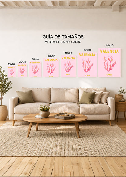 Cuadro Decorativo Mural Sin Marco 5mm - Travel, Valencia, España, Coral Rosa