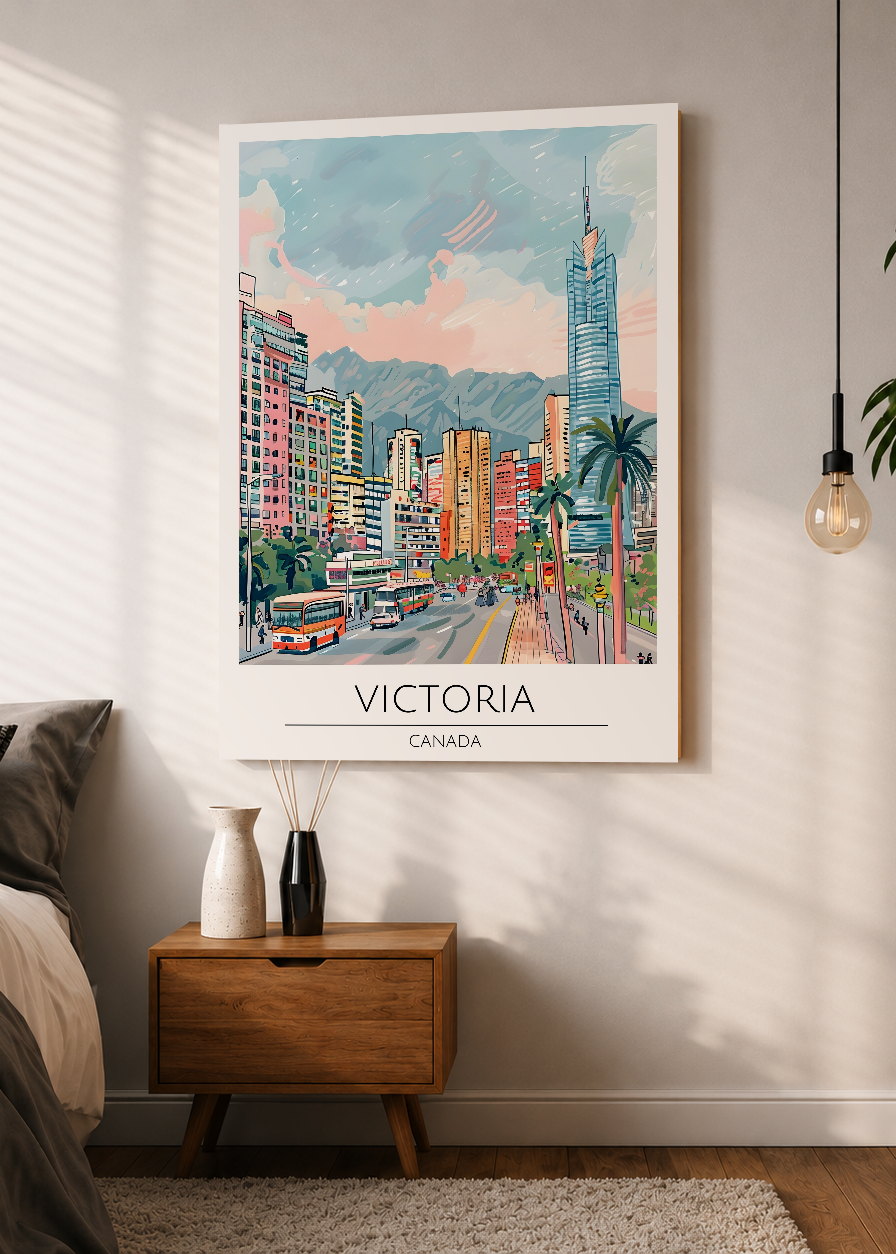 Cuadro Decorativo Mural Sin Marco 5mm - Travel, Victoria Canada, Ilustración Ciudad