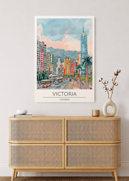 Cuadro Decorativo Mural Sin Marco 5mm - Travel, Victoria Canada, Ilustración Ciudad