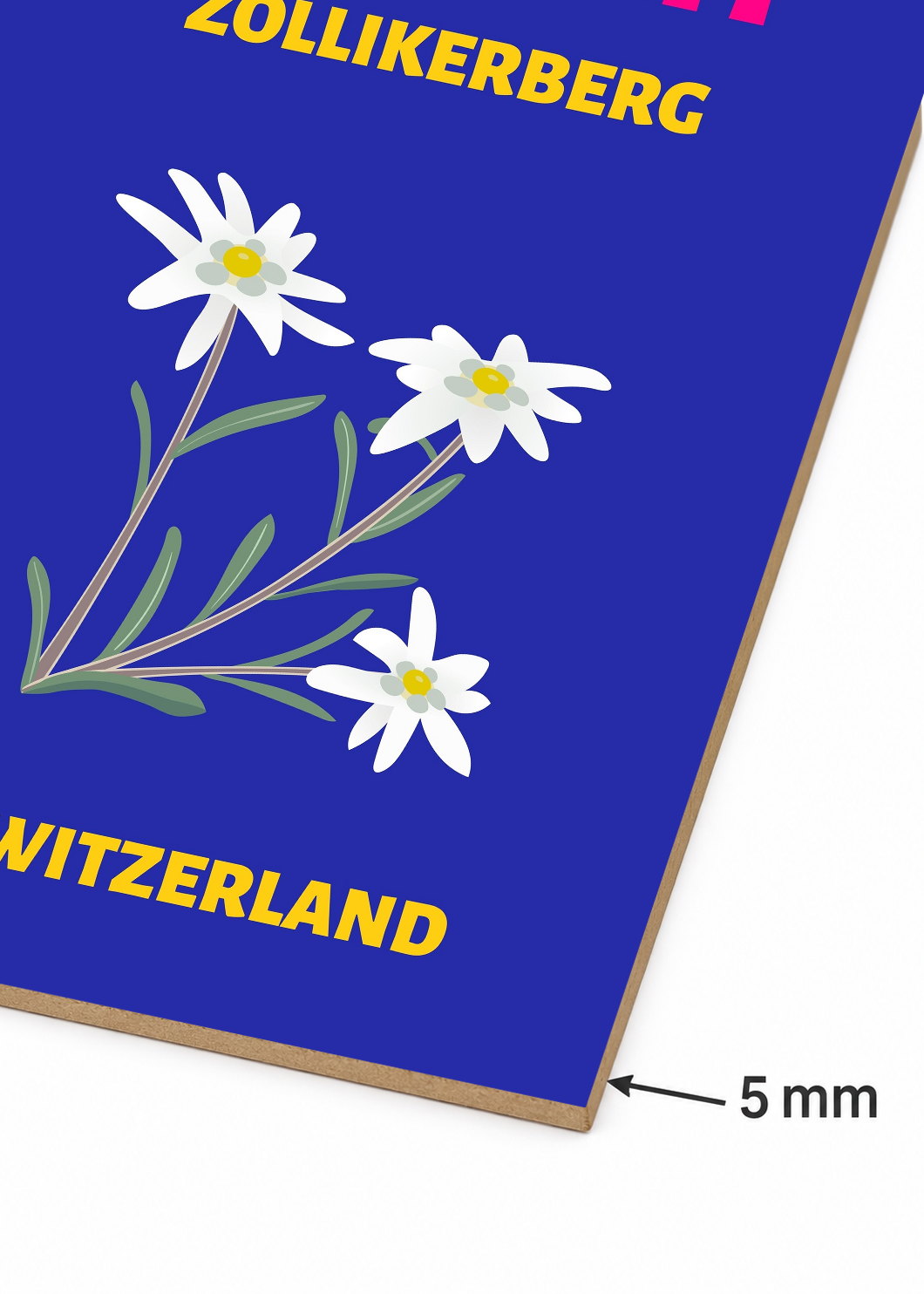 Cuadro Decorativo Mural Sin Marco 5mm - Travel, Zúrich, Suiza, Edelweiss Azul Marino