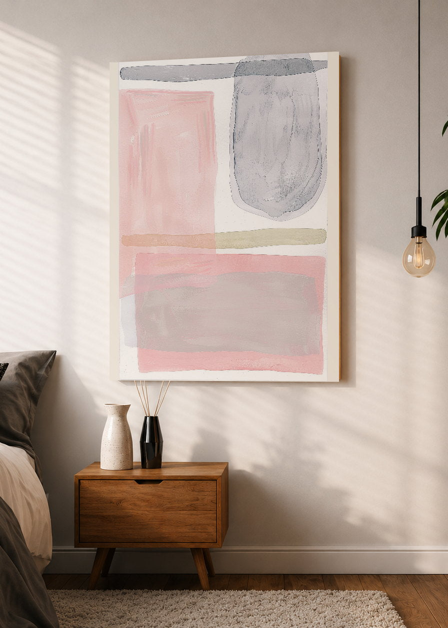 Cuadro Decorativo Mural Sin Marco 5mm - Trendy, Acuarela Rosa Gris Suave