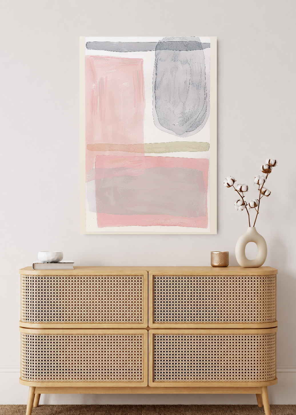 Cuadro Decorativo Mural Sin Marco 5mm - Trendy, Acuarela Rosa Gris Suave