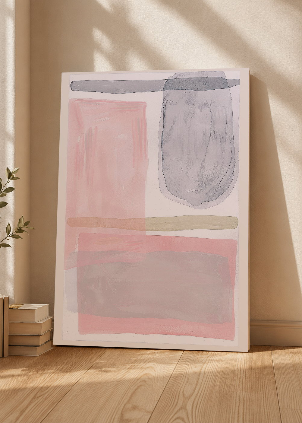 Cuadro Decorativo Mural Sin Marco 5mm - Trendy, Acuarela Rosa Gris Suave