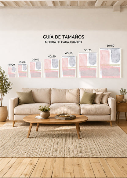Cuadro Decorativo Mural Sin Marco 5mm - Trendy, Acuarela Rosa Gris Suave