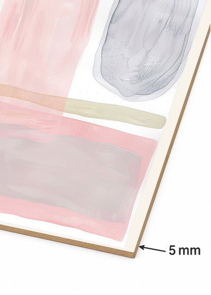Cuadro Decorativo Mural Sin Marco 5mm - Trendy, Acuarela Rosa Gris Suave
