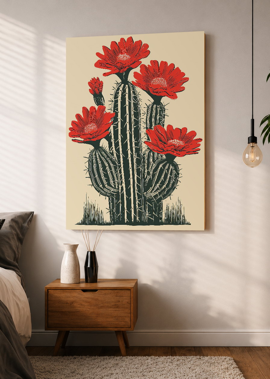 Cuadro Decorativo Mural Sin Marco 5mm - Trendy, Aloe Maceta Roja Crema