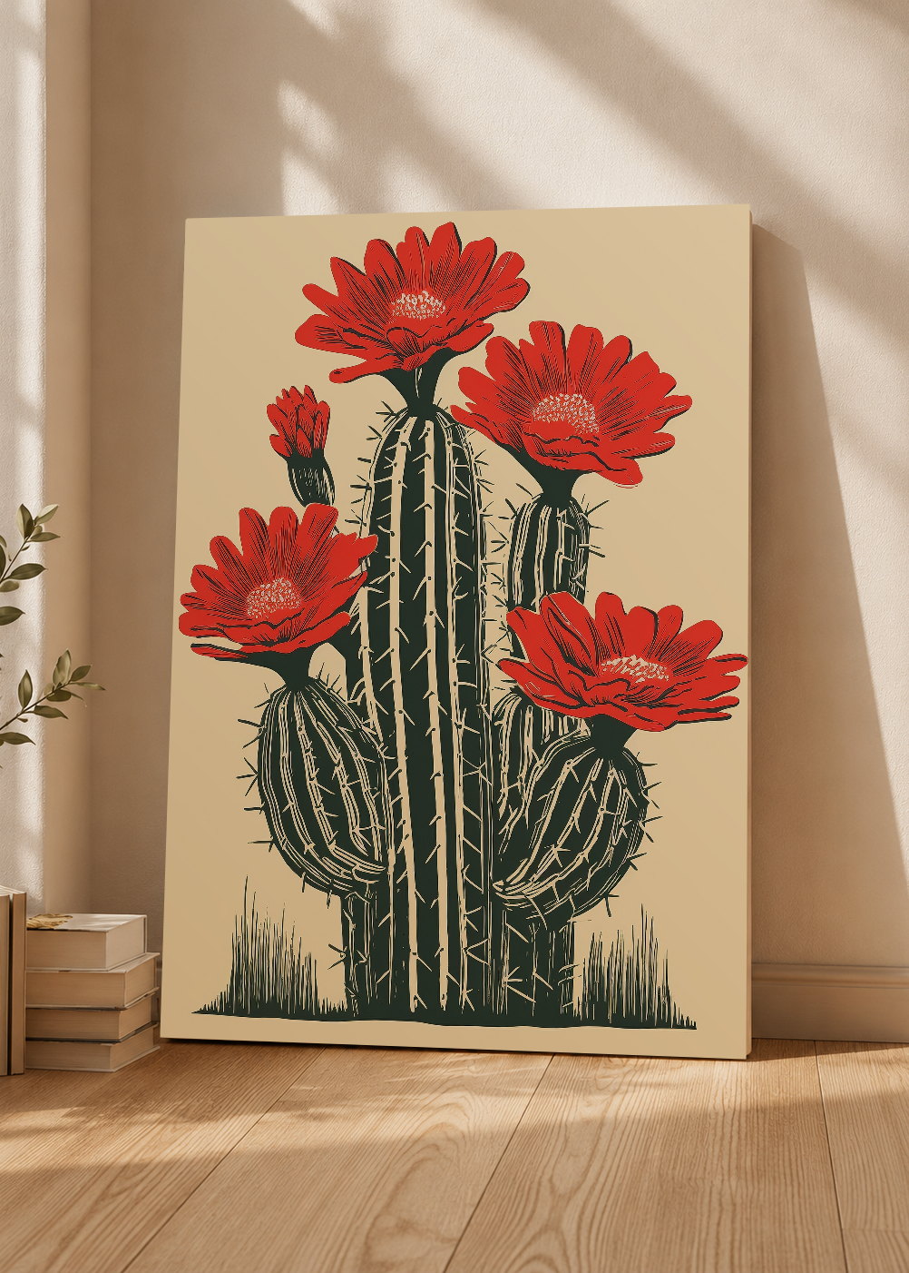 Cuadro Decorativo Mural Sin Marco 5mm - Trendy, Aloe Maceta Roja Crema