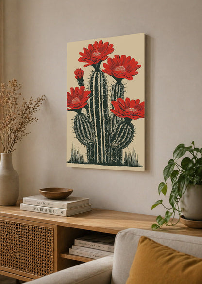 Cuadro Decorativo Mural Sin Marco 5mm - Trendy, Aloe Maceta Roja Crema