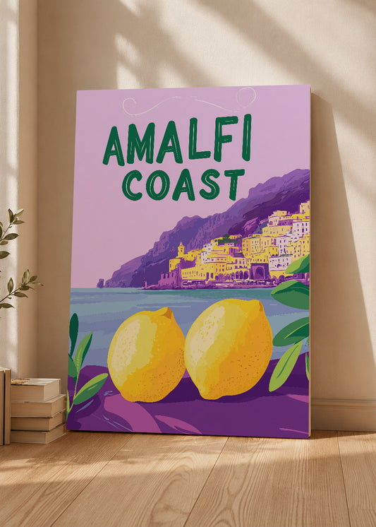 Cuadro Decorativo Mural Sin Marco 5mm - Trendy, Amalfi Coast Limones Lila