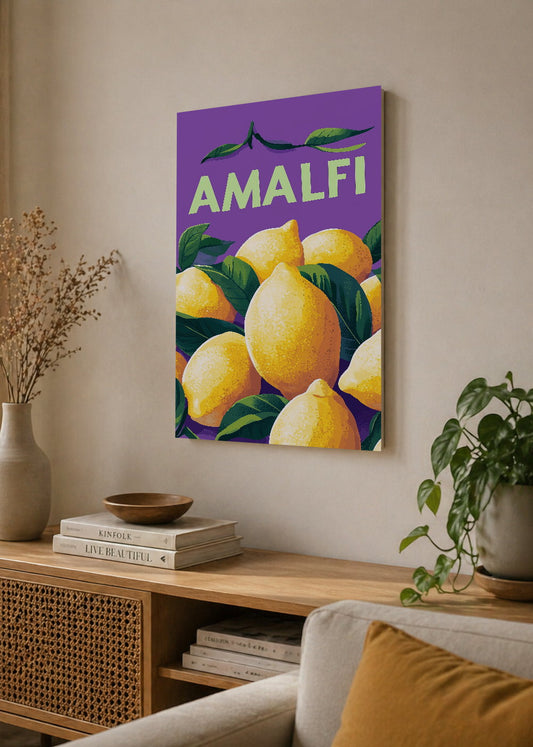 Cuadro Decorativo Mural Sin Marco 5mm - Trendy, Amalfi Limones Violeta