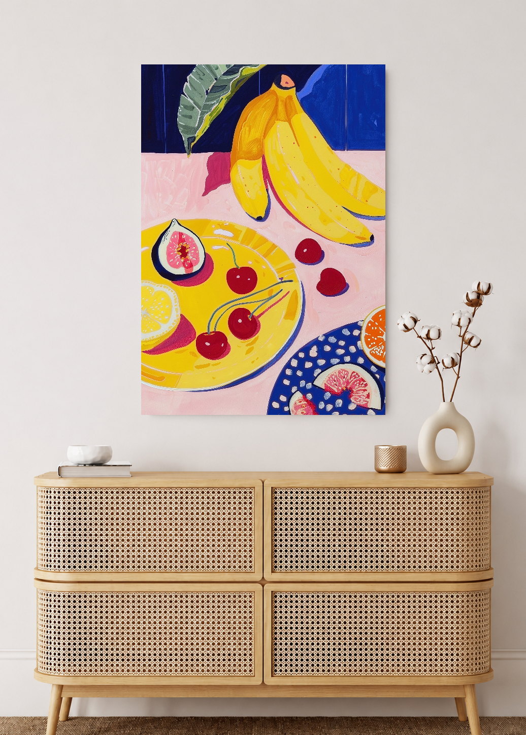 Cuadro Decorativo Mural Sin Marco 5mm - Trendy, Bananas Frutas Azul Amarillo