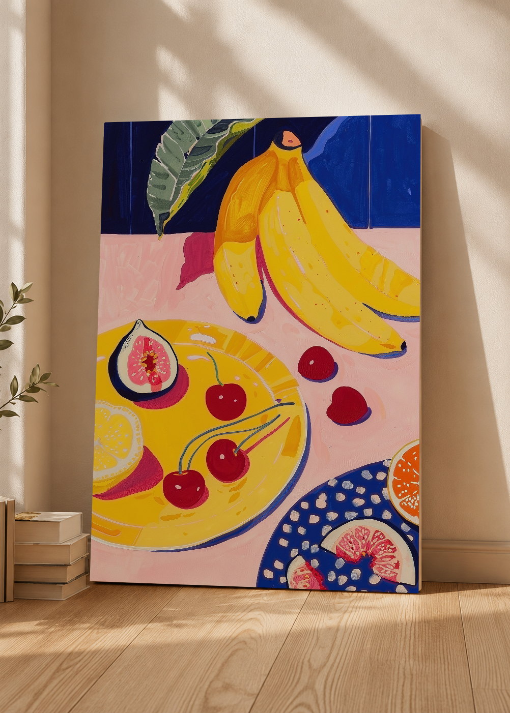 Cuadro Decorativo Mural Sin Marco 5mm - Trendy, Bananas Frutas Azul Amarillo