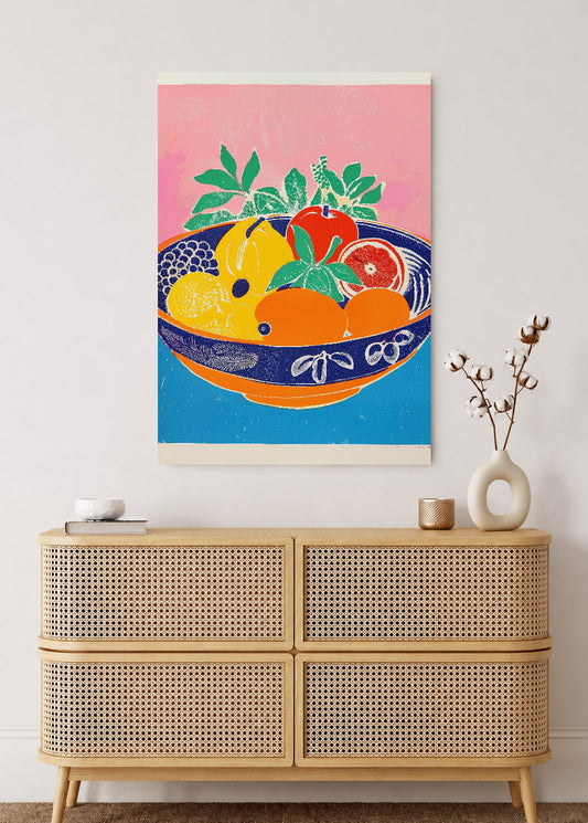 Cuadro Decorativo Mural Sin Marco 5mm - Trendy, Bol Frutas Azul Rosa