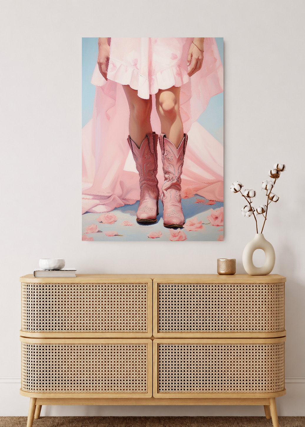 Cuadro Decorativo Mural Sin Marco 5mm - Trendy, Botas Texanas Vestido Rosa