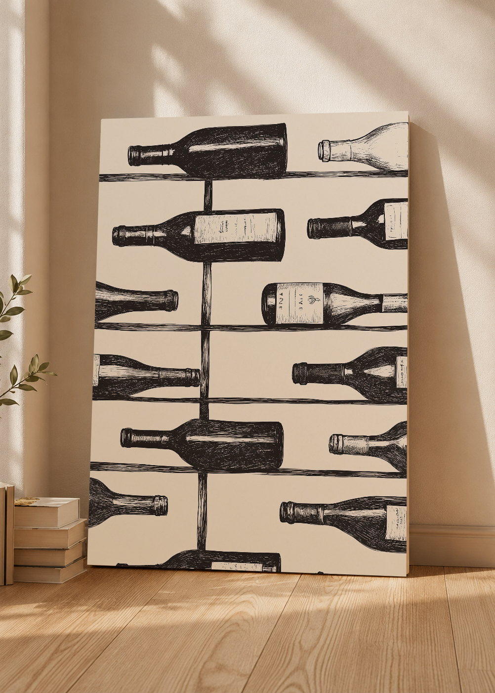Cuadro Decorativo Mural Sin Marco 5mm - Trendy, Botellas Vino Blanco Negro