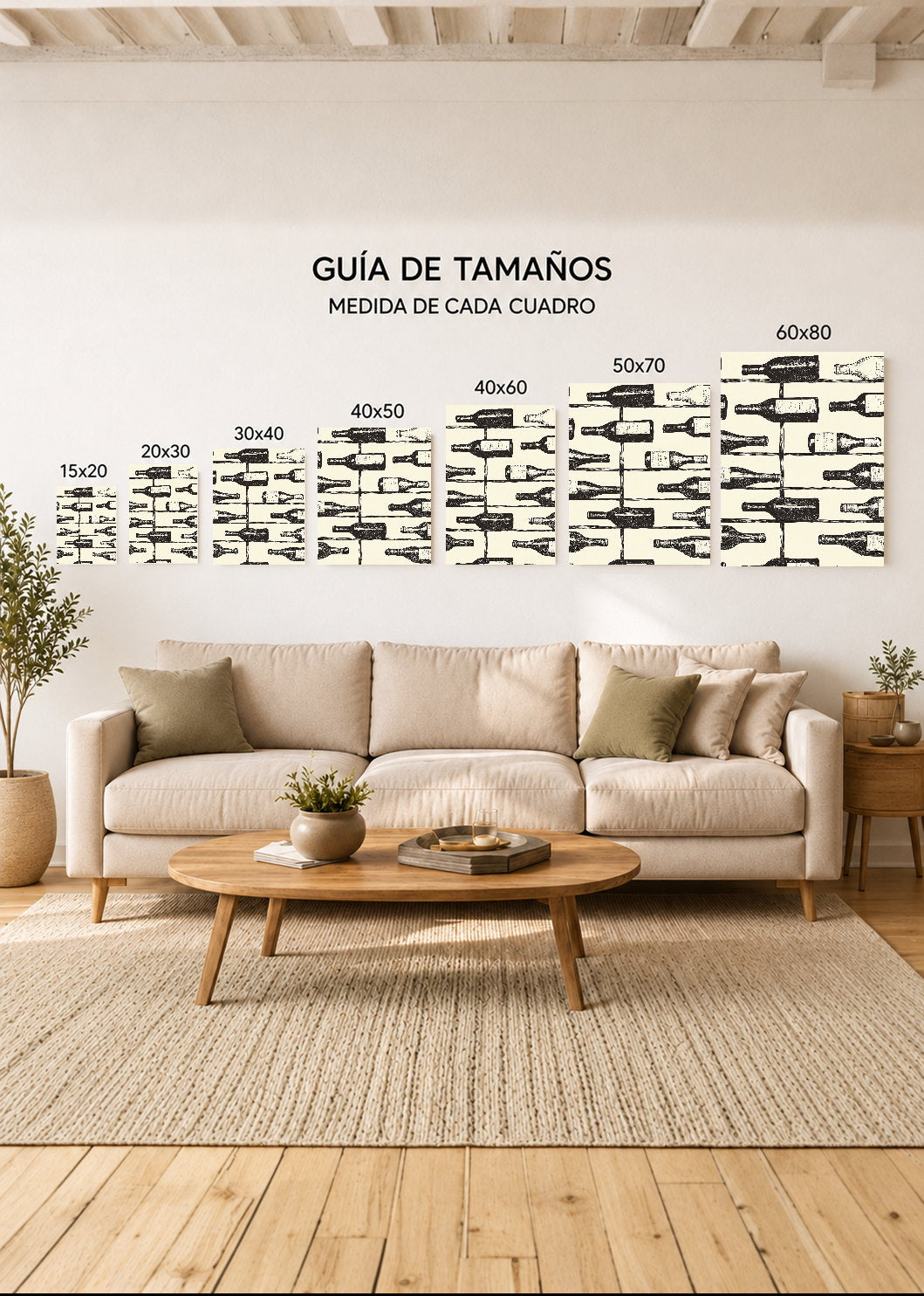 Cuadro Decorativo Mural Sin Marco 5mm - Trendy, Botellas Vino Blanco Negro
