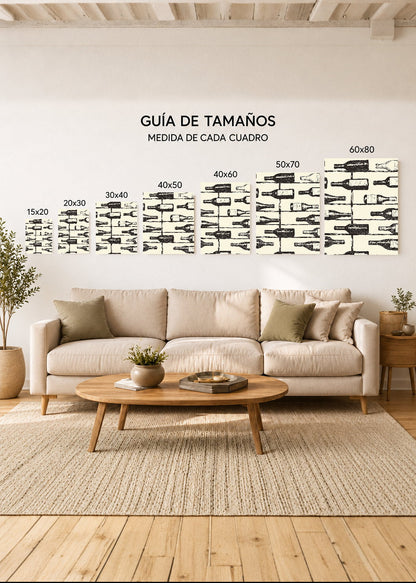 Cuadro Decorativo Mural Sin Marco 5mm - Trendy, Botellas Vino Blanco Negro