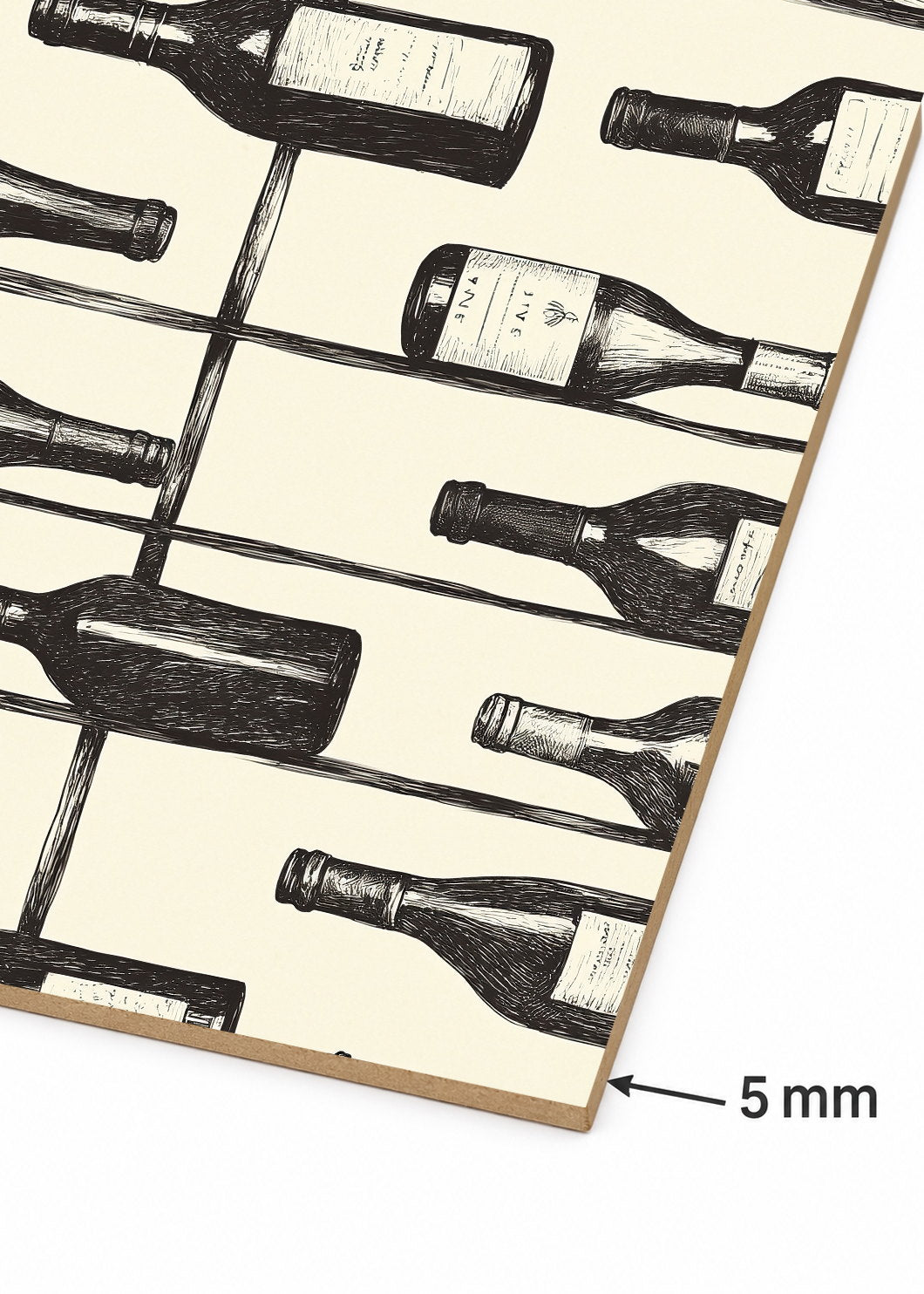 Cuadro Decorativo Mural Sin Marco 5mm - Trendy, Botellas Vino Blanco Negro