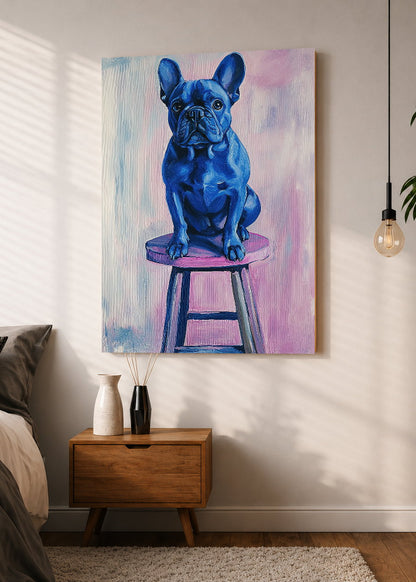 Cuadro Decorativo Mural Sin Marco 5mm - Trendy, Bulldog Azul Banqueta