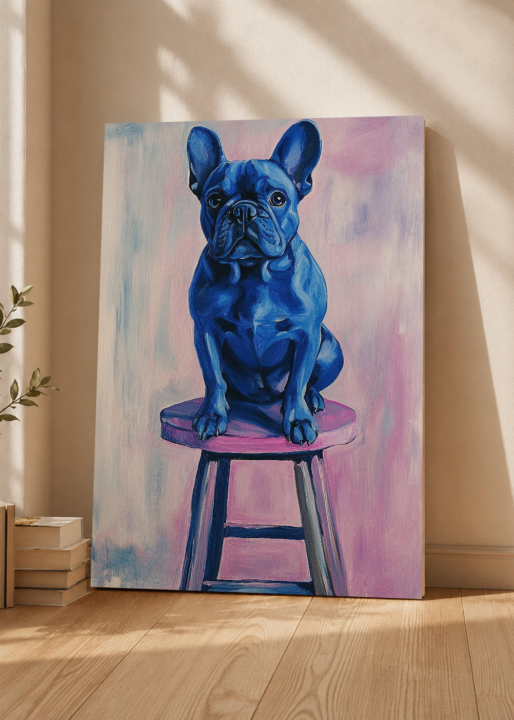 Cuadro Decorativo Mural Sin Marco 5mm - Trendy, Bulldog Azul Banqueta