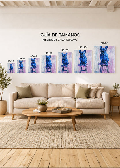 Cuadro Decorativo Mural Sin Marco 5mm - Trendy, Bulldog Azul Banqueta
