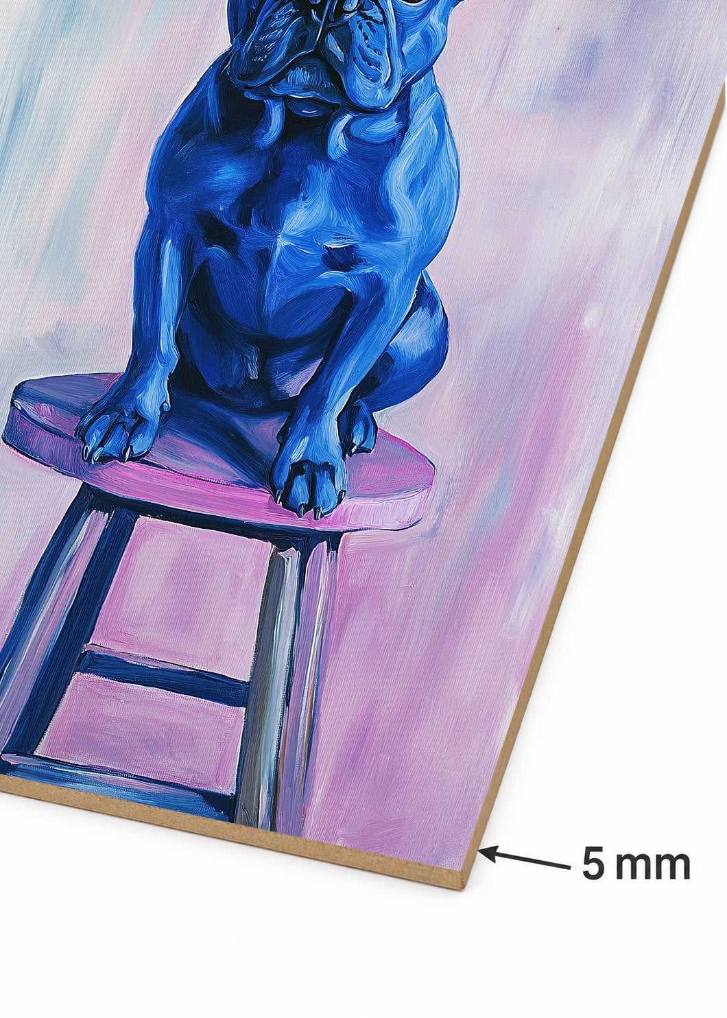 Cuadro Decorativo Mural Sin Marco 5mm - Trendy, Bulldog Azul Banqueta