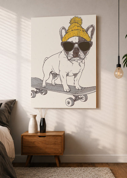 Cuadro Decorativo Mural Sin Marco 5mm - Trendy, Bulldog Skate Gorro Mostaza