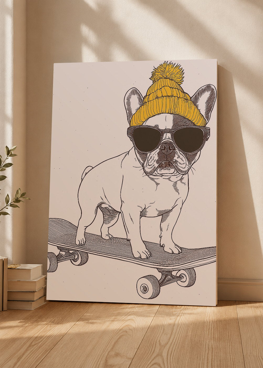 Cuadro Decorativo Mural Sin Marco 5mm - Trendy, Bulldog Skate Gorro Mostaza
