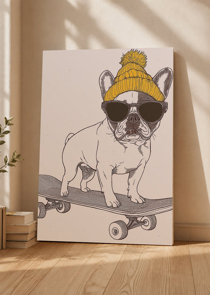 Cuadro Decorativo Mural Sin Marco 5mm - Trendy, Bulldog Skate Gorro Mostaza