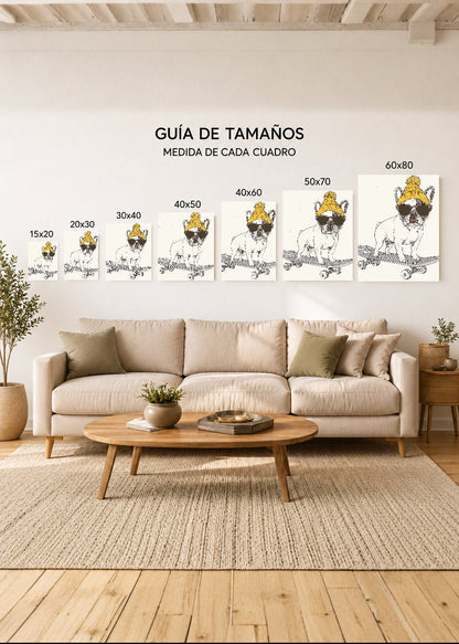 Cuadro Decorativo Mural Sin Marco 5mm - Trendy, Bulldog Skate Gorro Mostaza