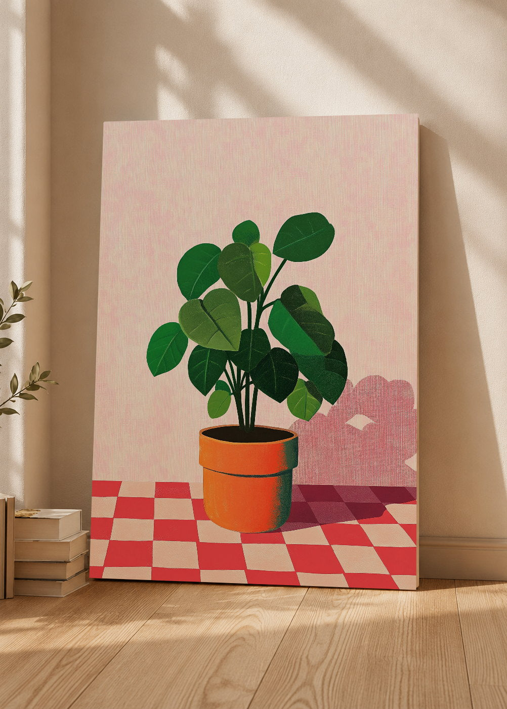 Cuadro Decorativo Mural Sin Marco 5mm - Trendy, Cactus Flores Rojas Crema